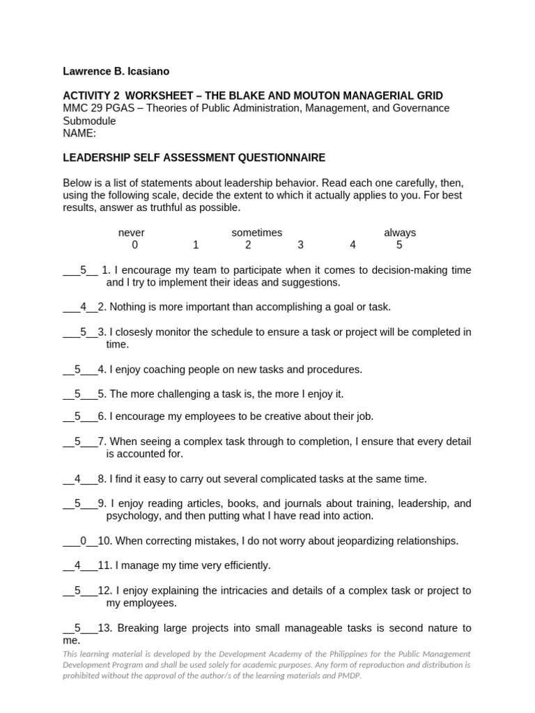 Leadership Styles Assessment Tool | PDF | Leadership | Psychology