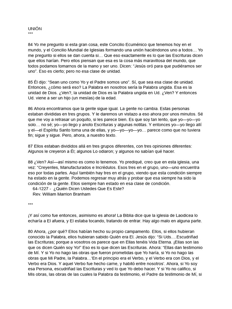 Unidad y Creencia en la Palabra de Dios | PDF | Biblia | Cristo (título)