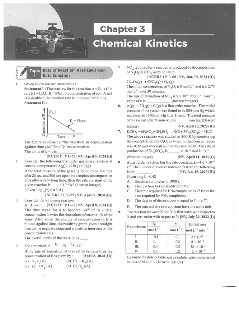 Chemical Kinetics Question | PDF
