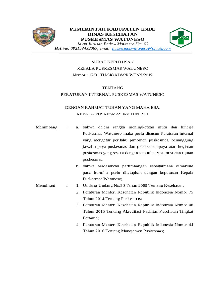 17 SK Peraturan Internal | PDF