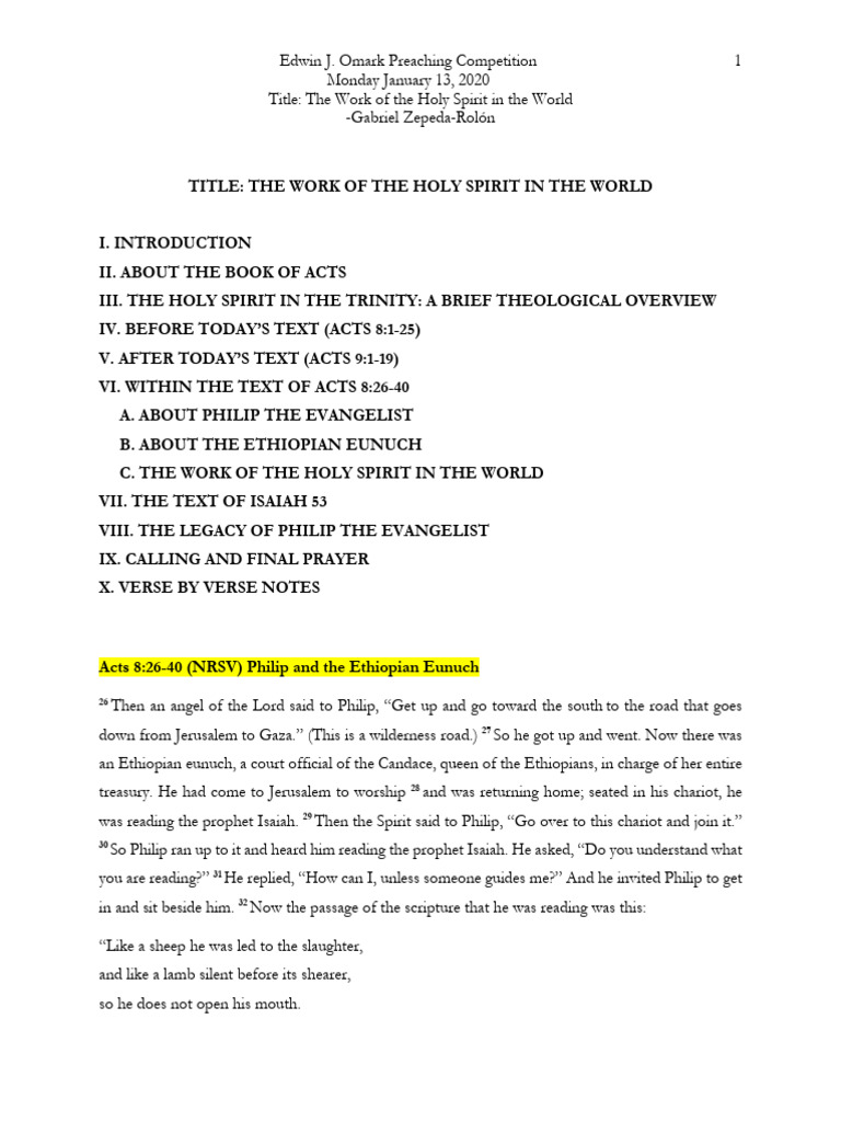 Philip and the Ethiopian Eunuch | PDF | Acts Of The Apostles | Gospel ...