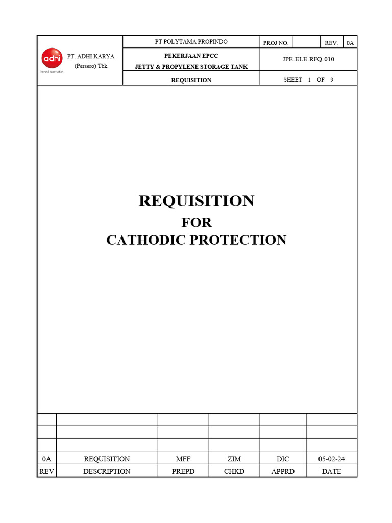 Cathodic Protection Requisition Document | PDF | Specification ...