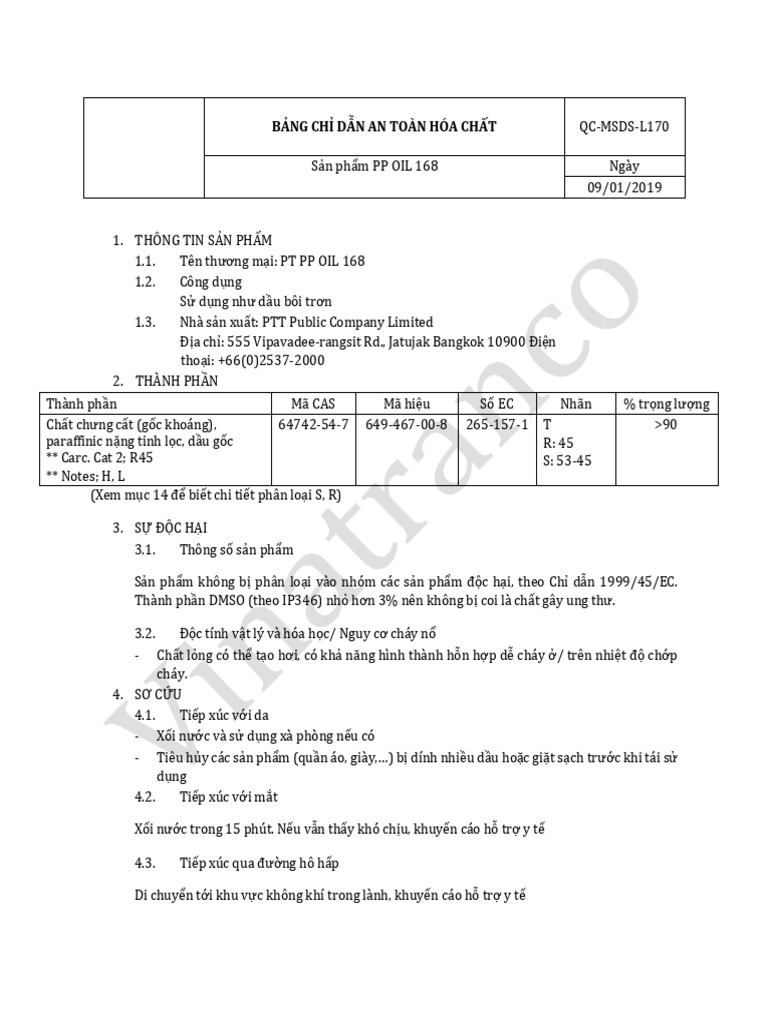 3.MSDS - PP 168 | PDF