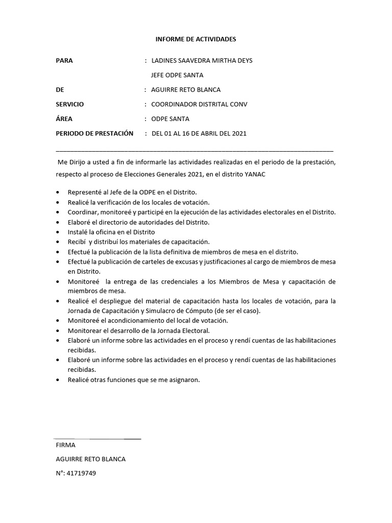Informe de Actividades Elecciones 2021 | PDF | Métodos de evaluación ...