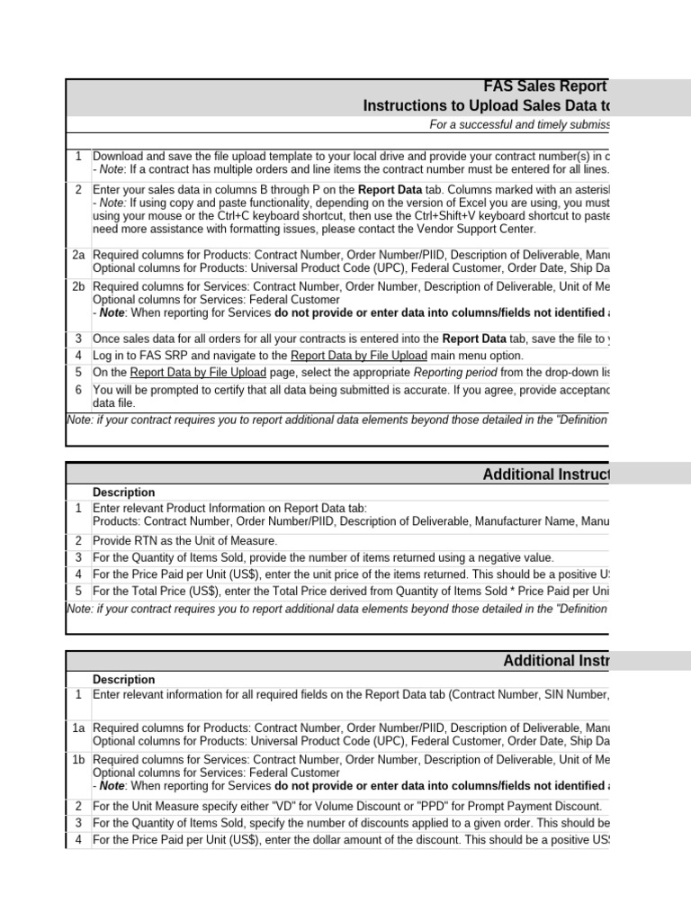 FAS Sales Reporting Instructions | PDF | Microsoft Excel | Computer ...