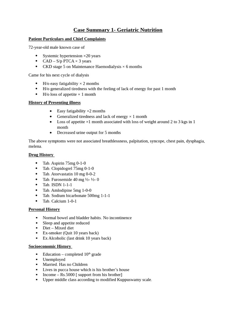 Geriatric Nutrition - Case | PDF | Medical Specialties | Clinical Medicine