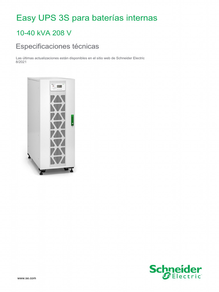 Especificaciones Easy UPS 3S 10-40 kVA | PDF | Descarga electrostática ...