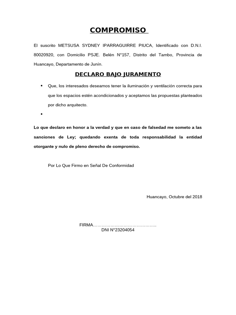 Compromiso de Acondicionamiento Espacial | PDF