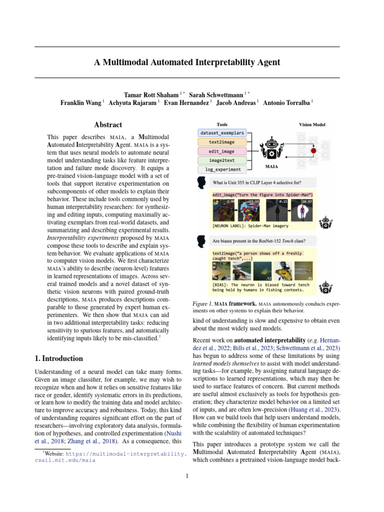 Multimodal Automated Interpretability Agent | PDF | Experiment | Image ...
