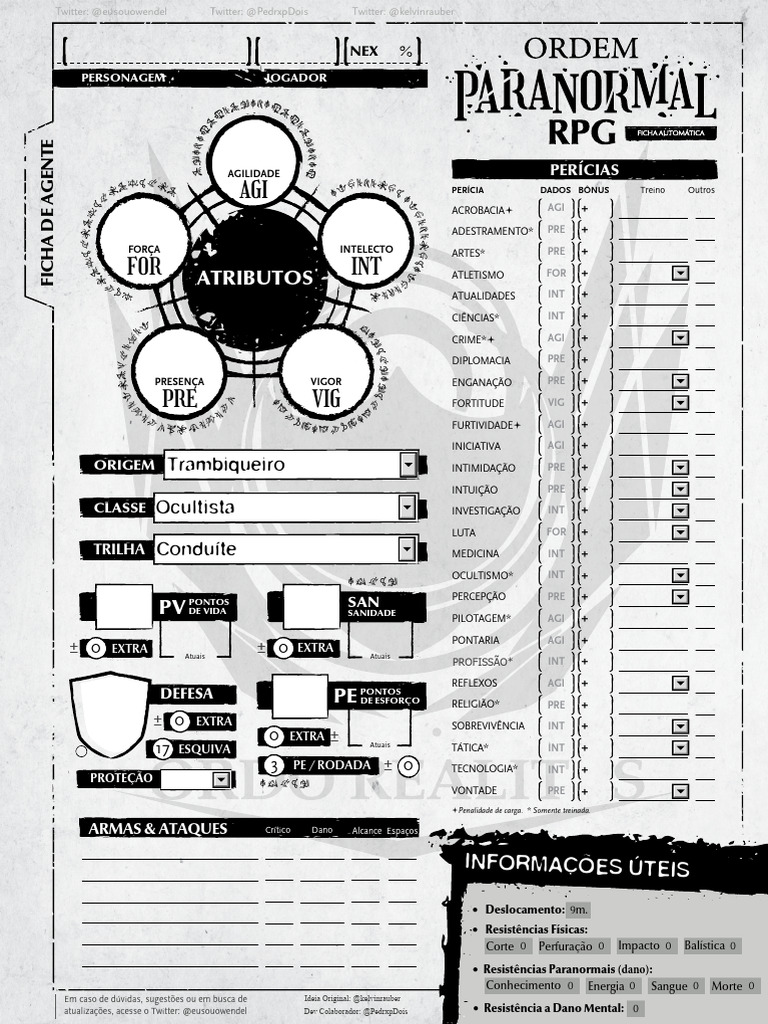 Ficha de Agente para RPG | PDF
