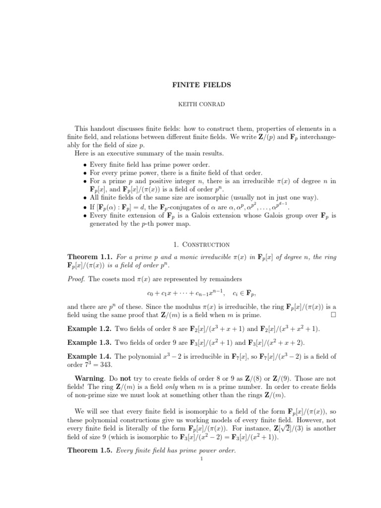 Understanding Finite Fields | PDF | Field (Mathematics) | Group ...