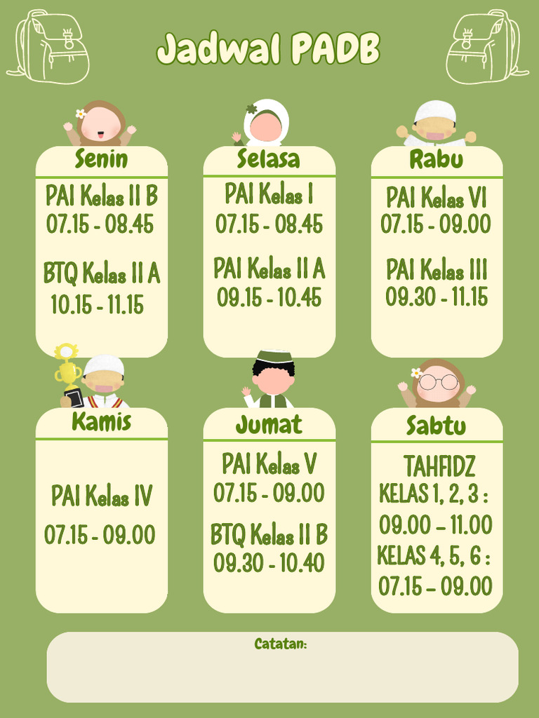 Hijau Dan Krem Imut Jadwal Pelajaran A4 Dokumen | PDF