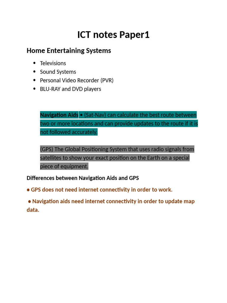 ICT Notes Paper1 | PDF
