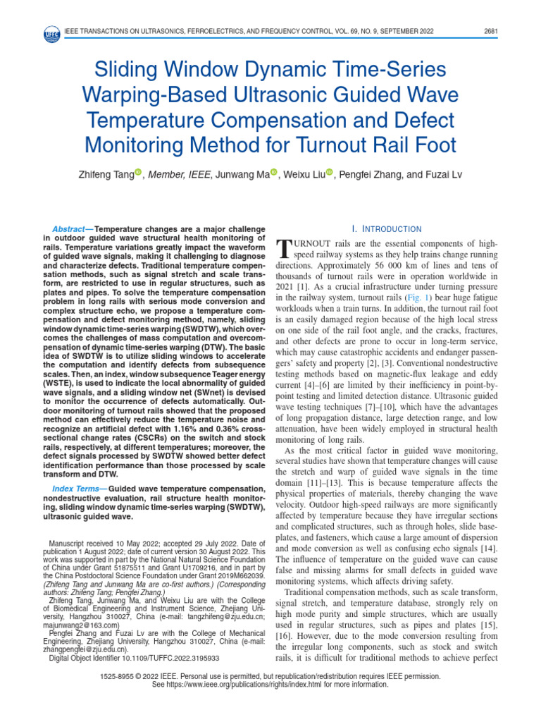 Sliding Window Dynamic Time-Series Warping-Based Ultrasonic Guided Wave ...