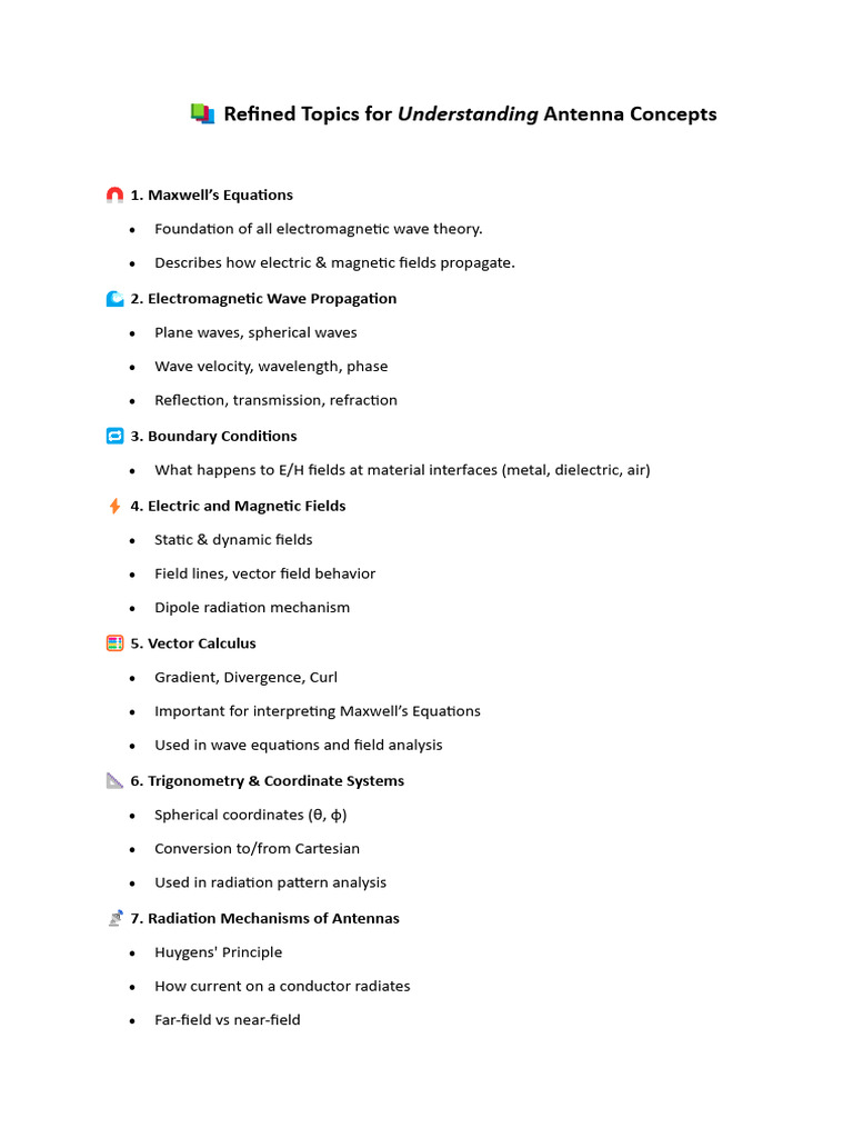 ? Refined Topics for Understanding Antenna Concepts | PDF