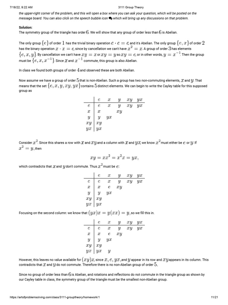 3111 Group Theory HW 1-11 | PDF
