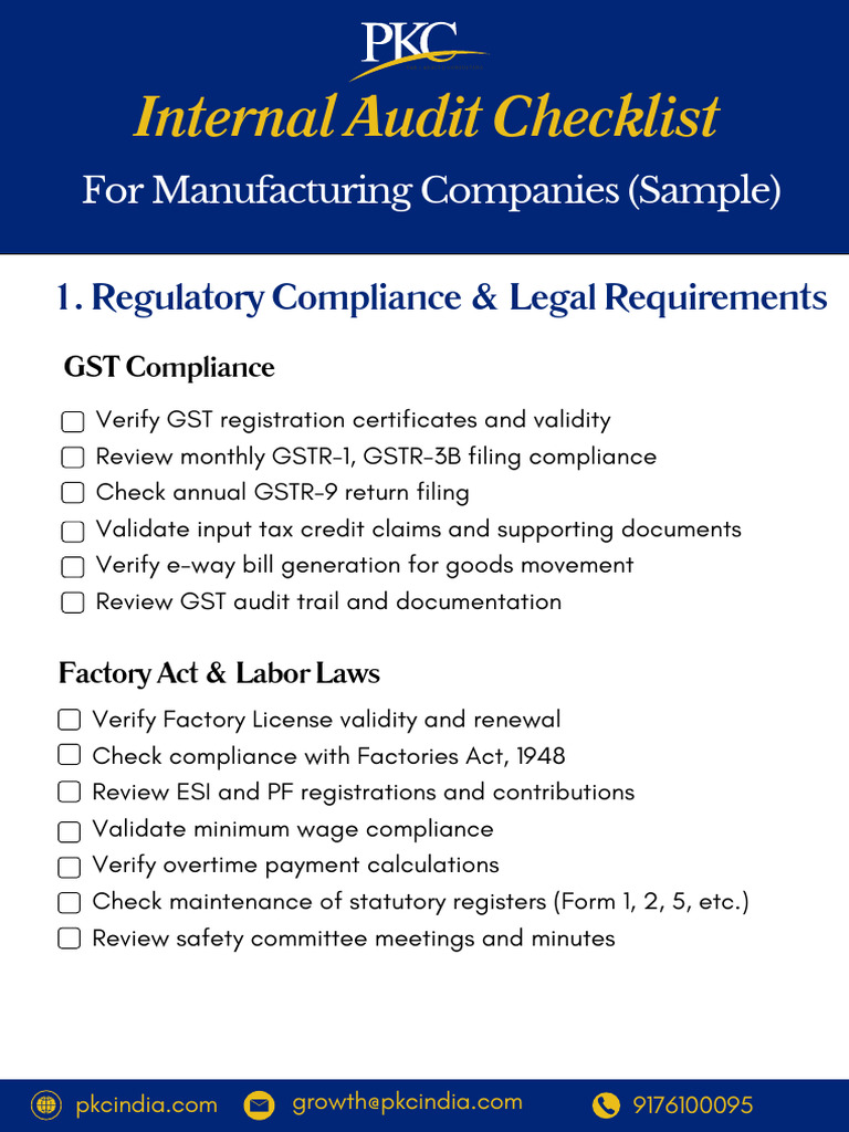Internal Audit Compliance Checklist | PDF | Audit | Regulatory Compliance