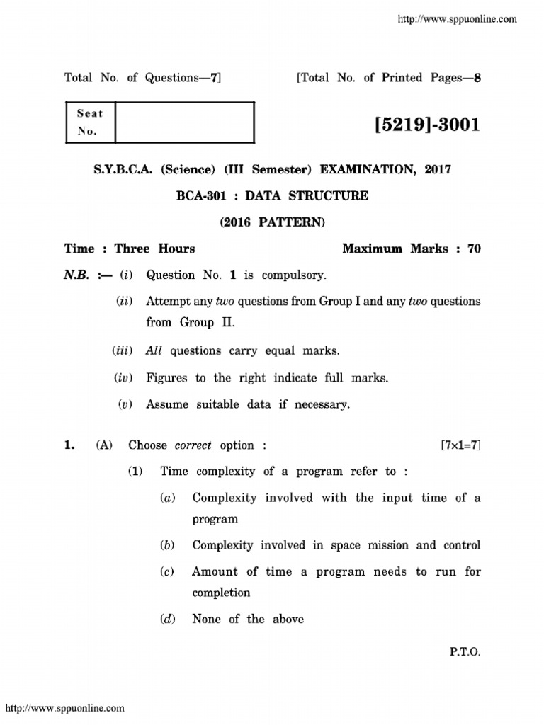 Bca 3 Sem Data Structure 3001 p16 Oct 2017 | PDF