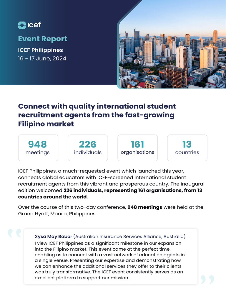 ICEF Philippines 2024 Event Report | PDF | Postgraduate Education ...