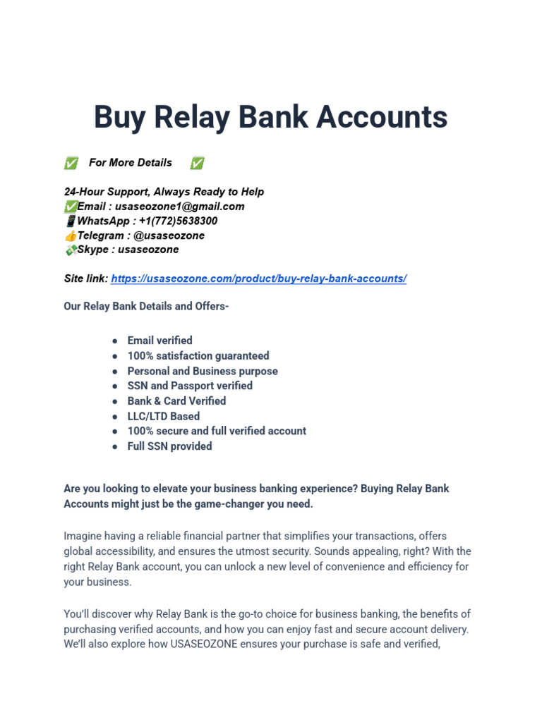 Buy Verified Relay Bank Accounts | PDF | Banks | Audit