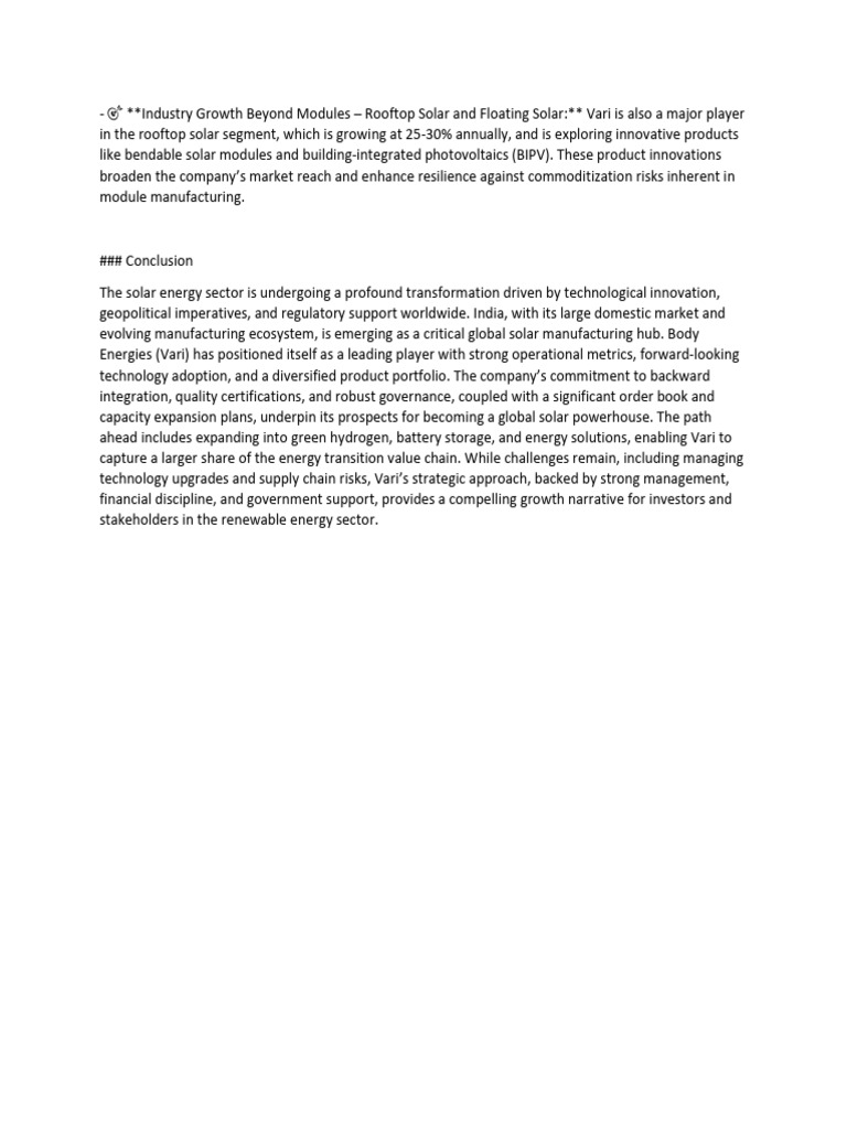 Vari's Growth in Solar Innovations | PDF | Renewable Energy | Investing