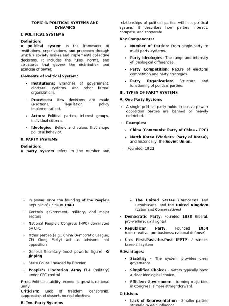 Political Systems and Party Dynamics | PDF | Political Parties ...
