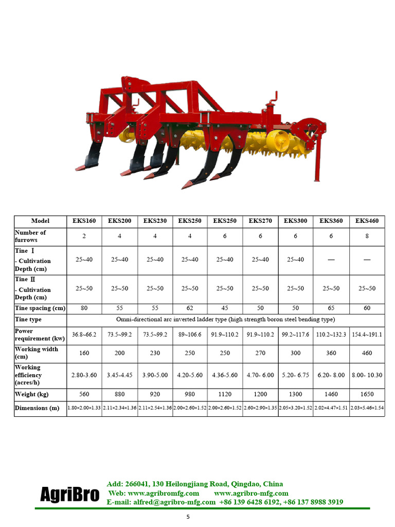 EKS Agricultural Equipment Specifications | PDF | Agriculture