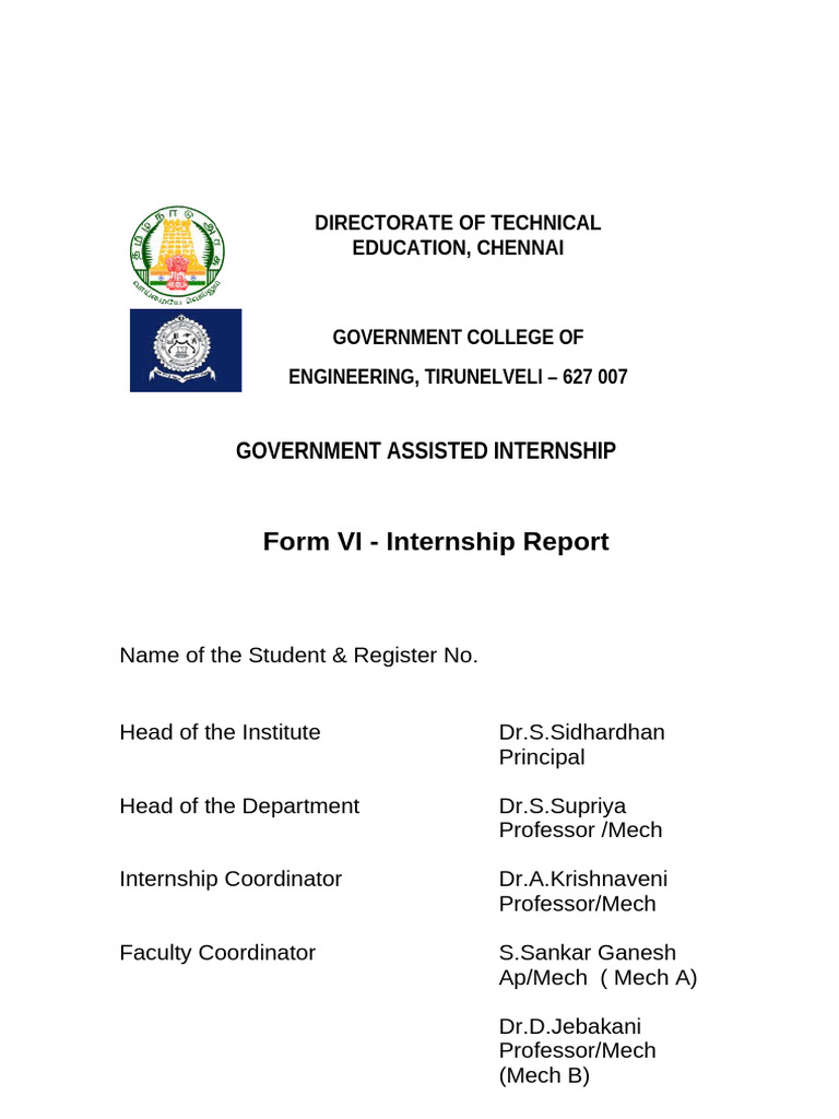 Government College Internship Report | PDF