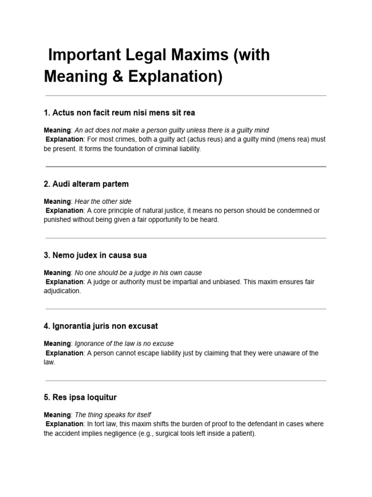 Key Legal Maxims Explained | PDF
