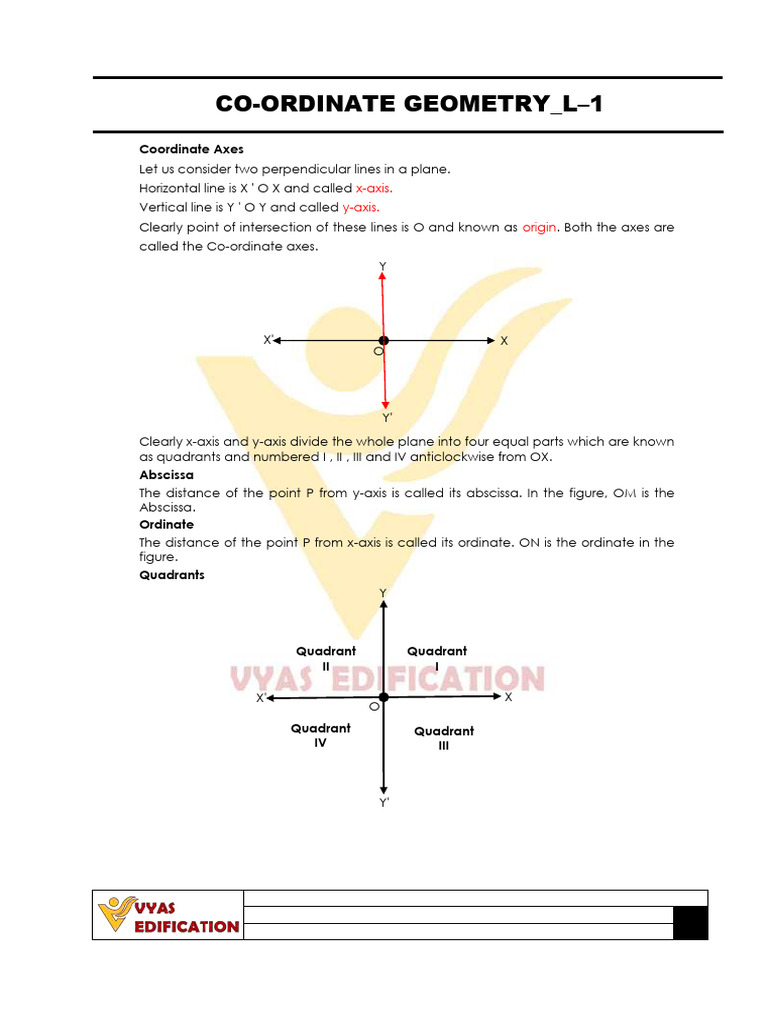 Coordinate Geometry Basics Explained | PDF | Cartesian Coordinate ...