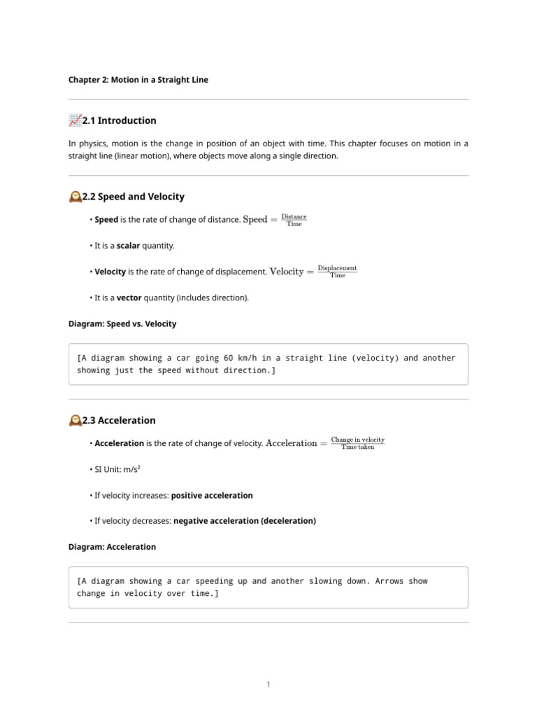 Linear Motion: Speed, Velocity, Acceleration | PDF | Acceleration ...