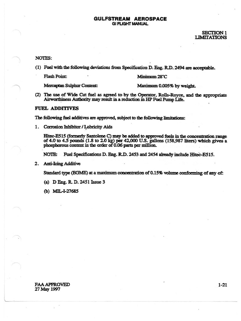 9SGAA FLM FAA Approved Note & Section 1 Limitations | PDF