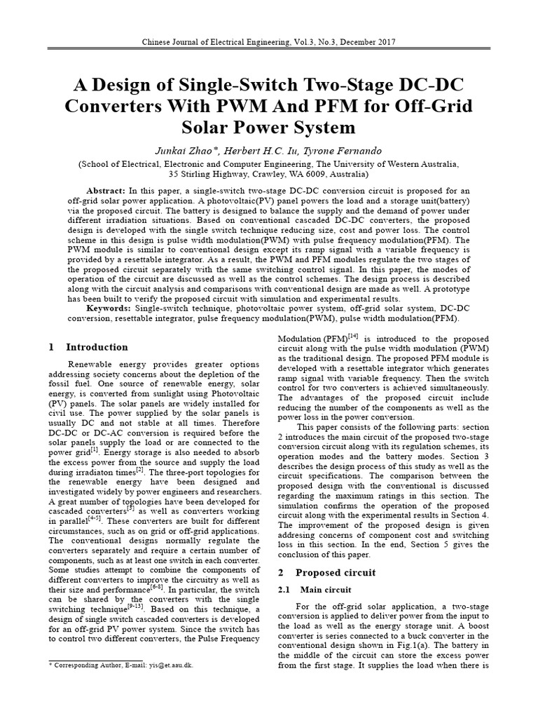 A Design of Single-Switch Two-Stage DC-DC Converters With PWM and PFM ...