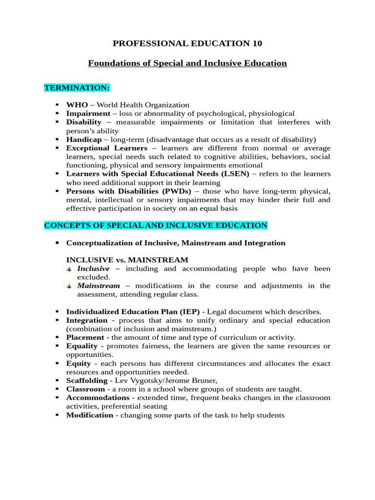 Foundations of Special Education | PDF | Inclusion (Education ...