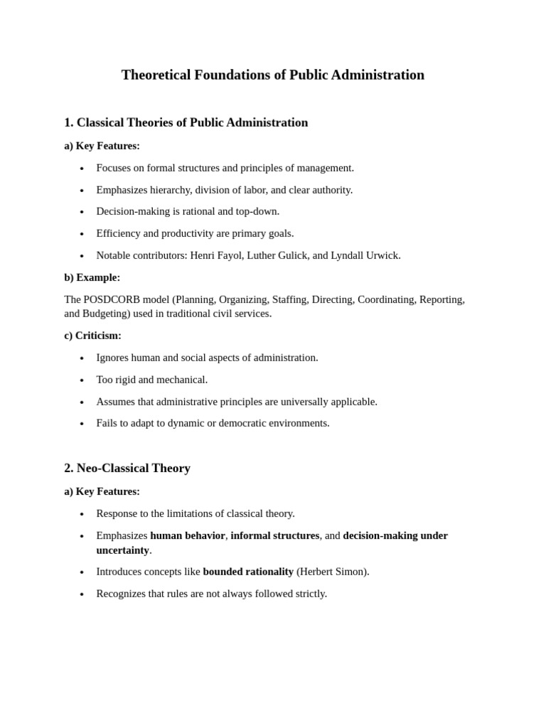 Foundations of Public Administration Theory | PDF | Business
