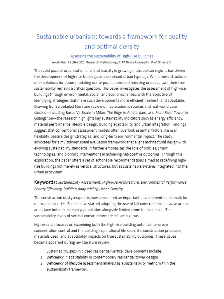 Sustainable High-Rise Building Assessment | PDF | Sustainability | Life ...