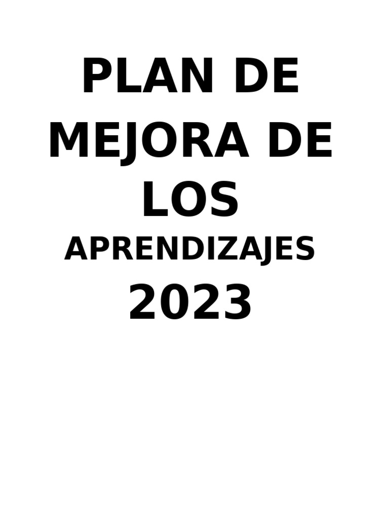 Plan de Mejora para Nivel Inicial 2023 | PDF | Educación de la primera ...
