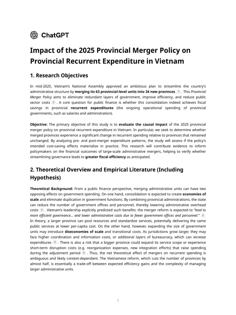 Impact of The 2025 Provincial Merger Policy On Provincial Recurrent ...