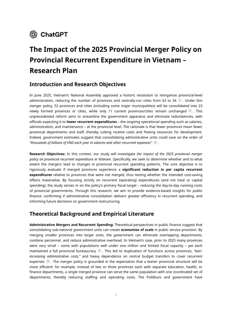 Vietnam's 2025 Provincial Merger Plan | PDF | Cost Of Living | Gross ...