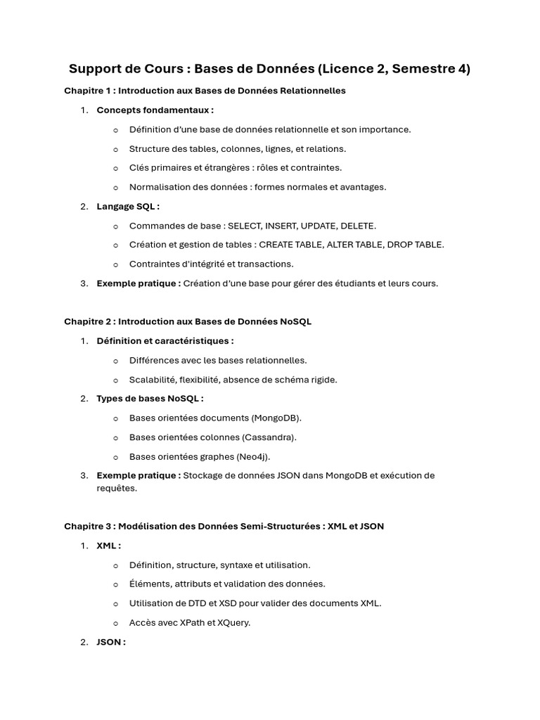 Introduction aux Bases de Données Relationnelles | PDF | SQL | Base de ...