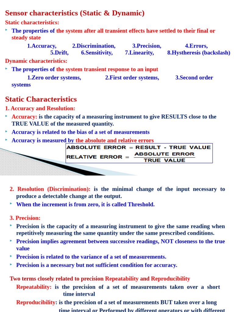 Sensor Char. & Errors Measurements | PDF | Accuracy And Precision ...