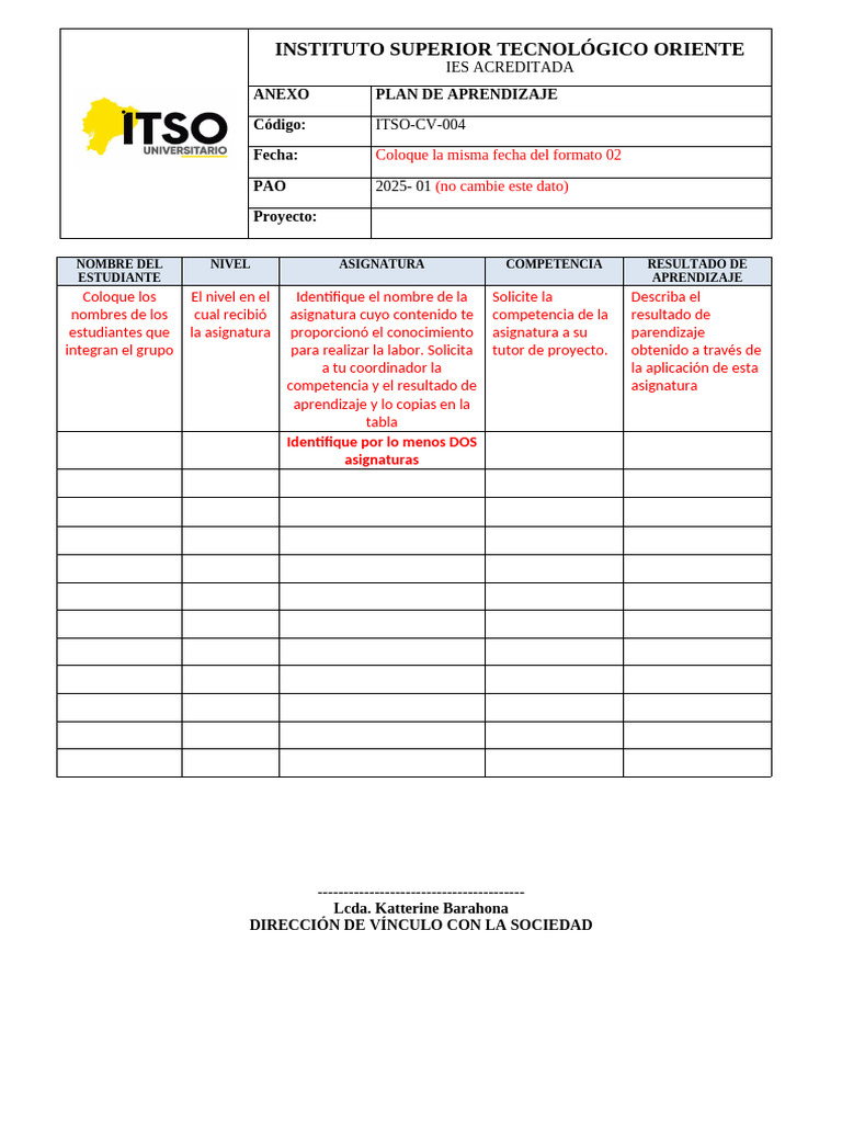 Formato 04 Plan de Aprendizaje | PDF