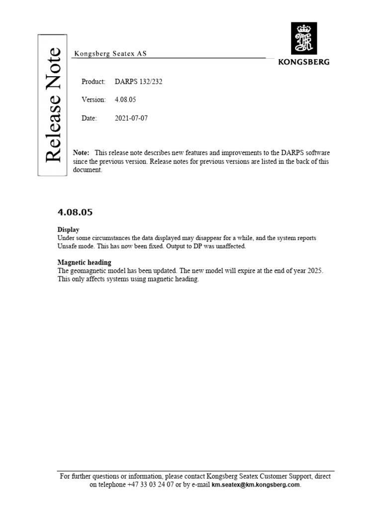 DARPS 4.08.05 Release Notes | PDF