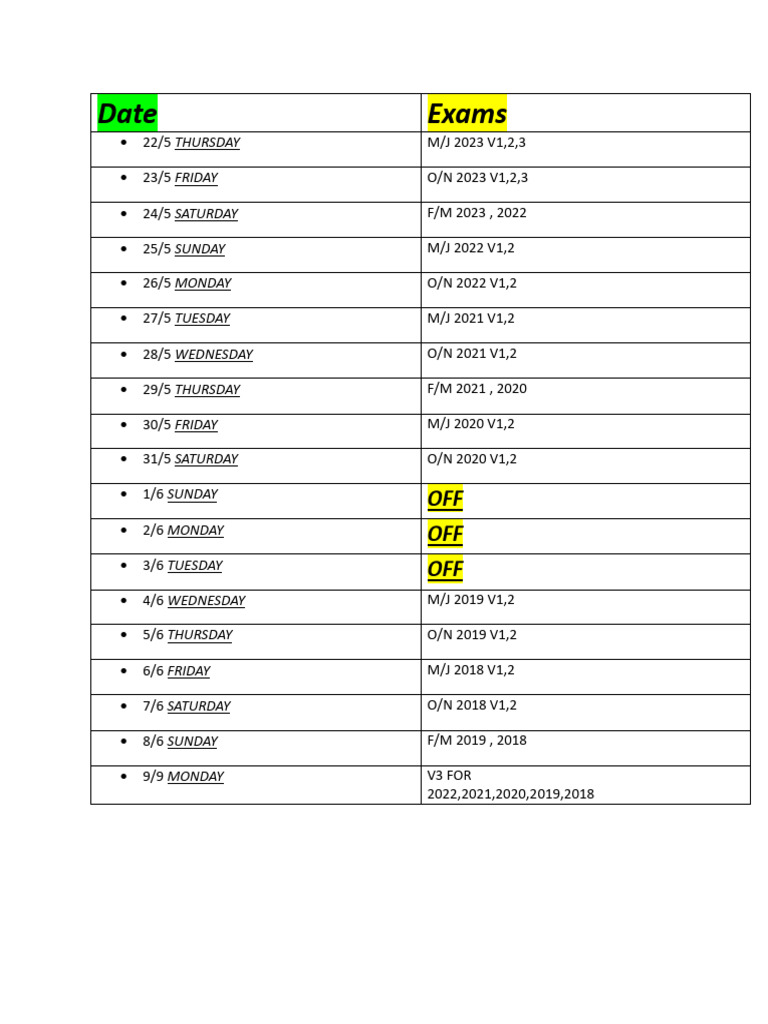 Exam Schedule May-June 2023 | PDF
