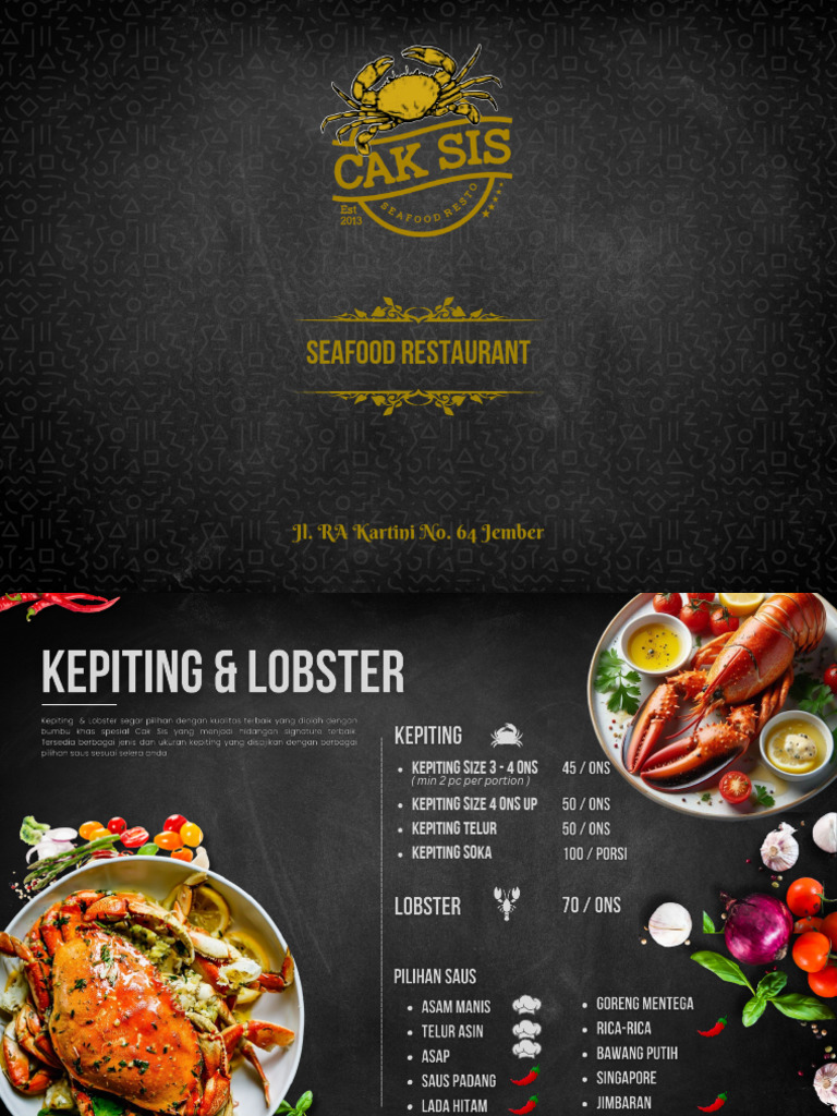 Cak Sis Resto Menu | PDF