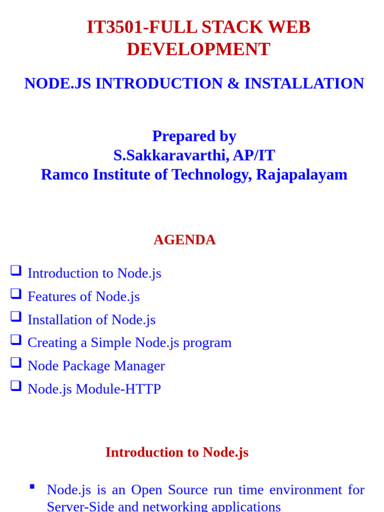 IT3501 Node.js Overview and Installation | PDF | Information Technology ...