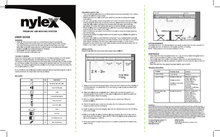 Misting Kit Manual | PDF