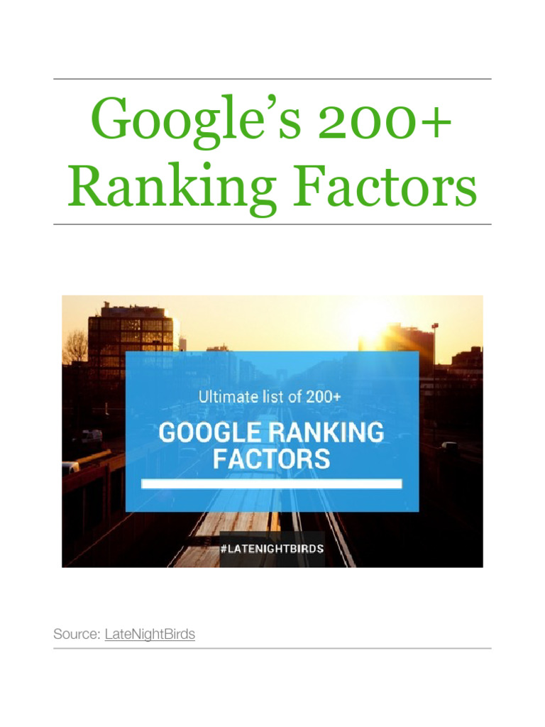 Google Ranking Factors Overview 2023 | PDF | Search Engine Optimization ...
