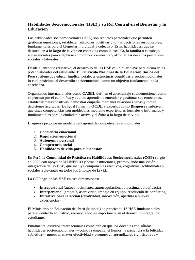 Habilidades Socioemocionales en Educación | PDF | Las emociones ...