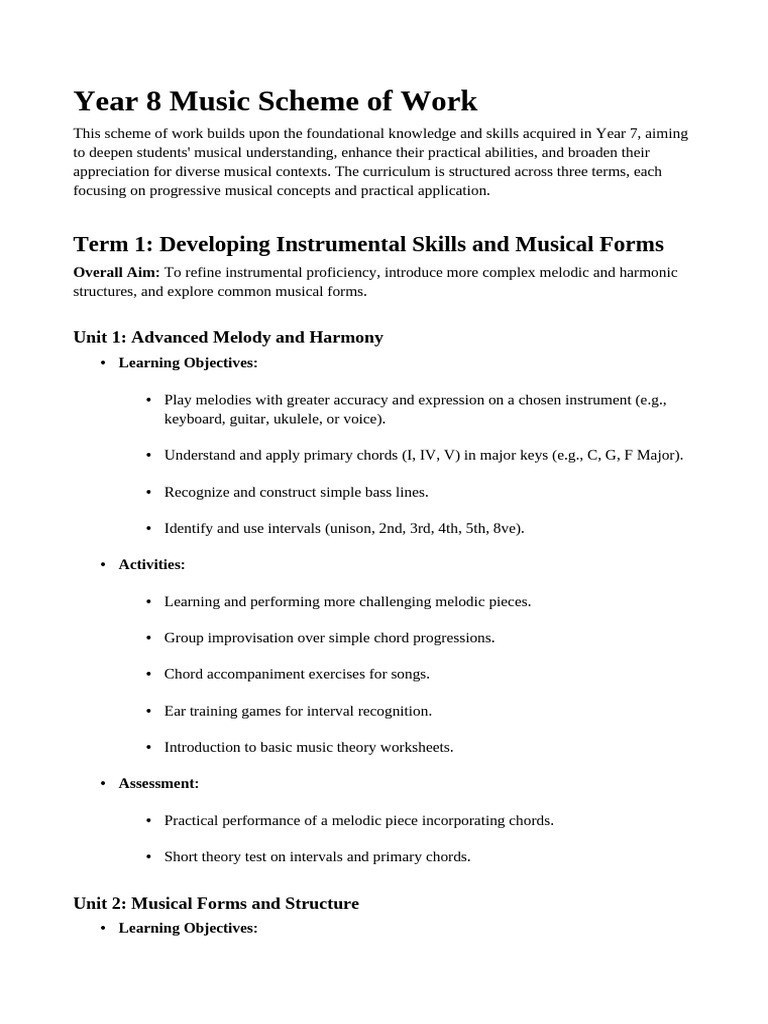 Year 8 Music Curriculum Overview | PDF | Musical Forms | Musical ...
